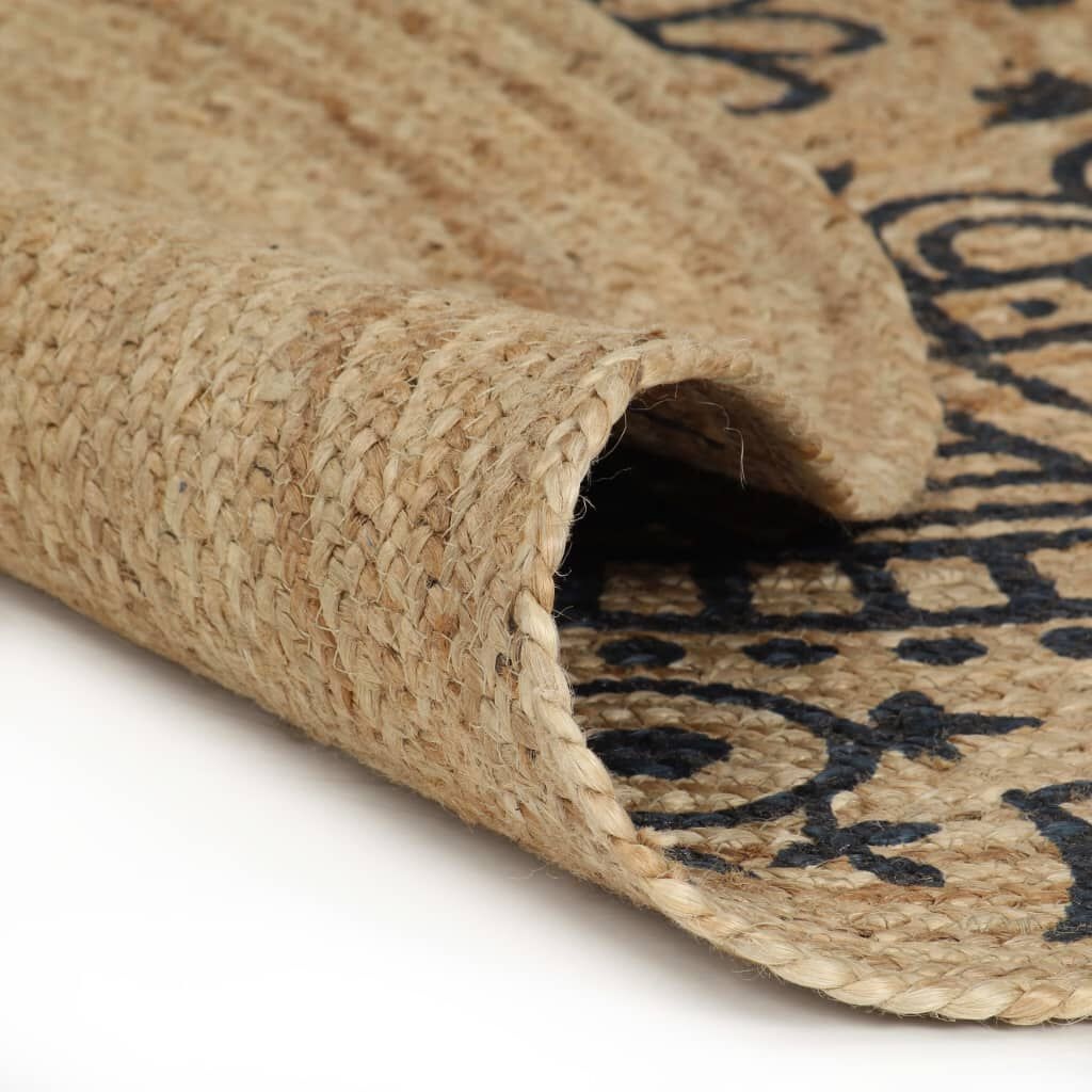 VidaXL Jute Vloerkleed Ø120cm - Handgemaakt, Donkerblauw - 35% Korting!