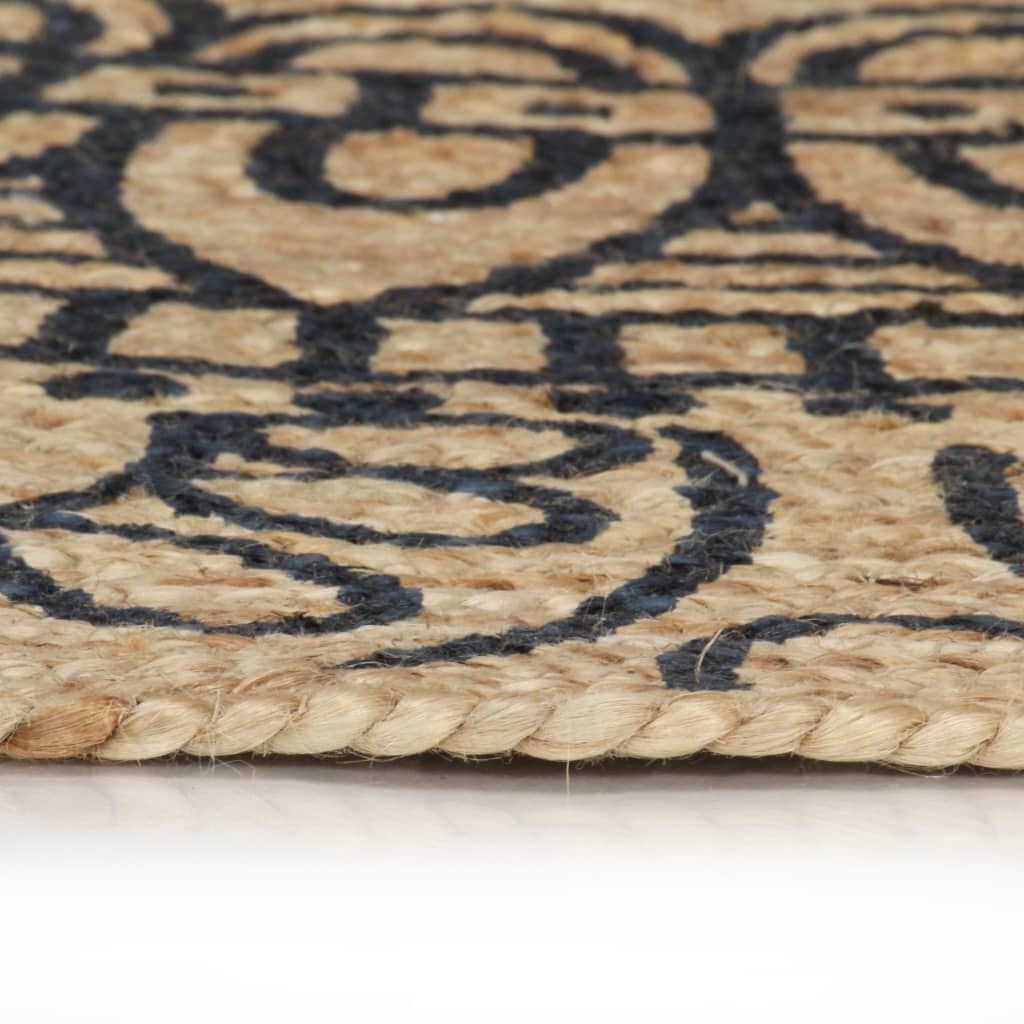 VidaXL Jute Vloerkleed Ø120cm - Handgemaakt, Donkerblauw - 35% Korting!