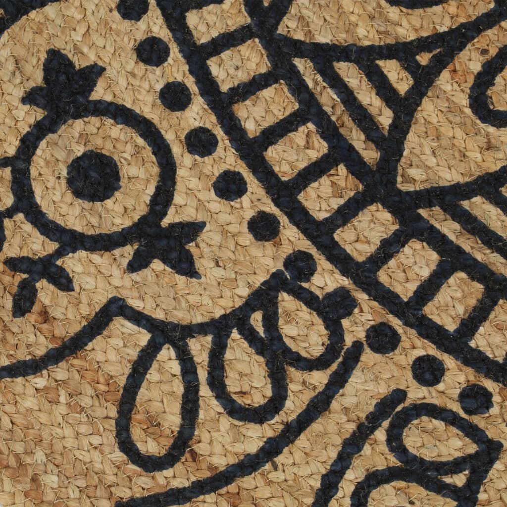 VidaXL Jute Vloerkleed Ø120cm - Handgemaakt, Donkerblauw - 35% Korting!