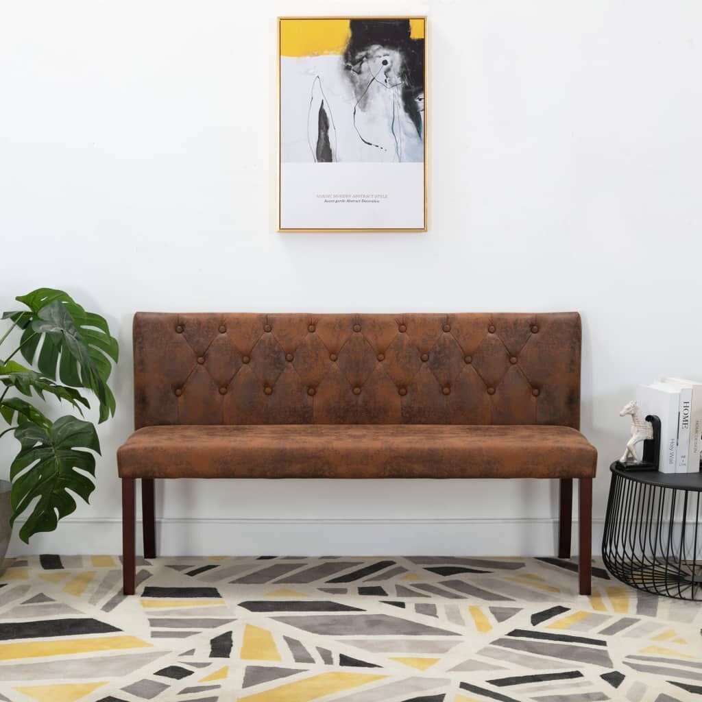 VidaXL Bankje Bruin Kunstsuède 148cm - 35% Korting!