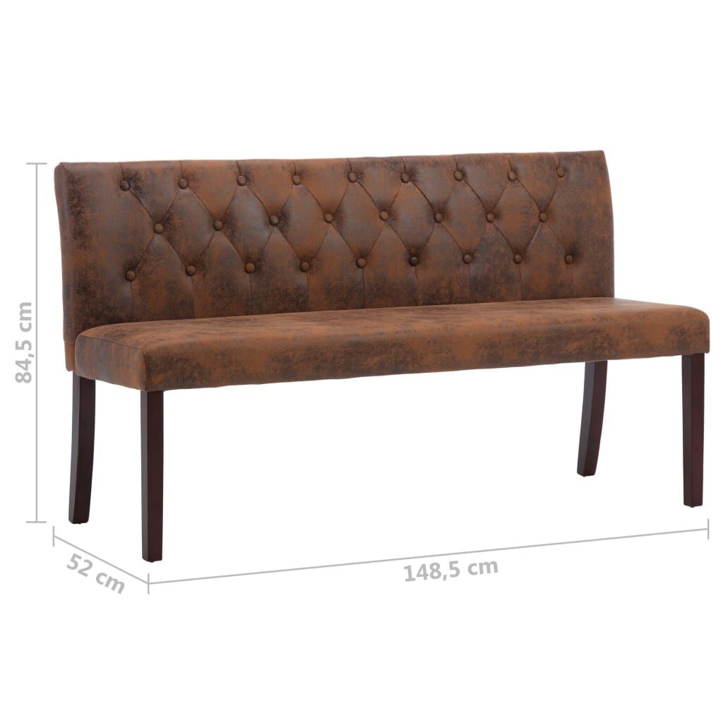 VidaXL Bankje Bruin Kunstsuède 148cm - 35% Korting!