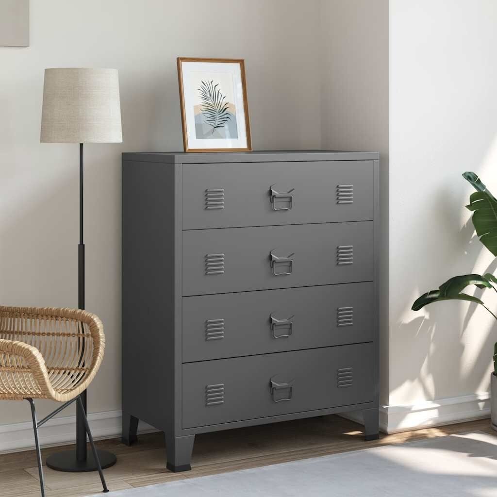 Industriële Ladekast Metaal 78cm - Antraciet - 35% Korting!