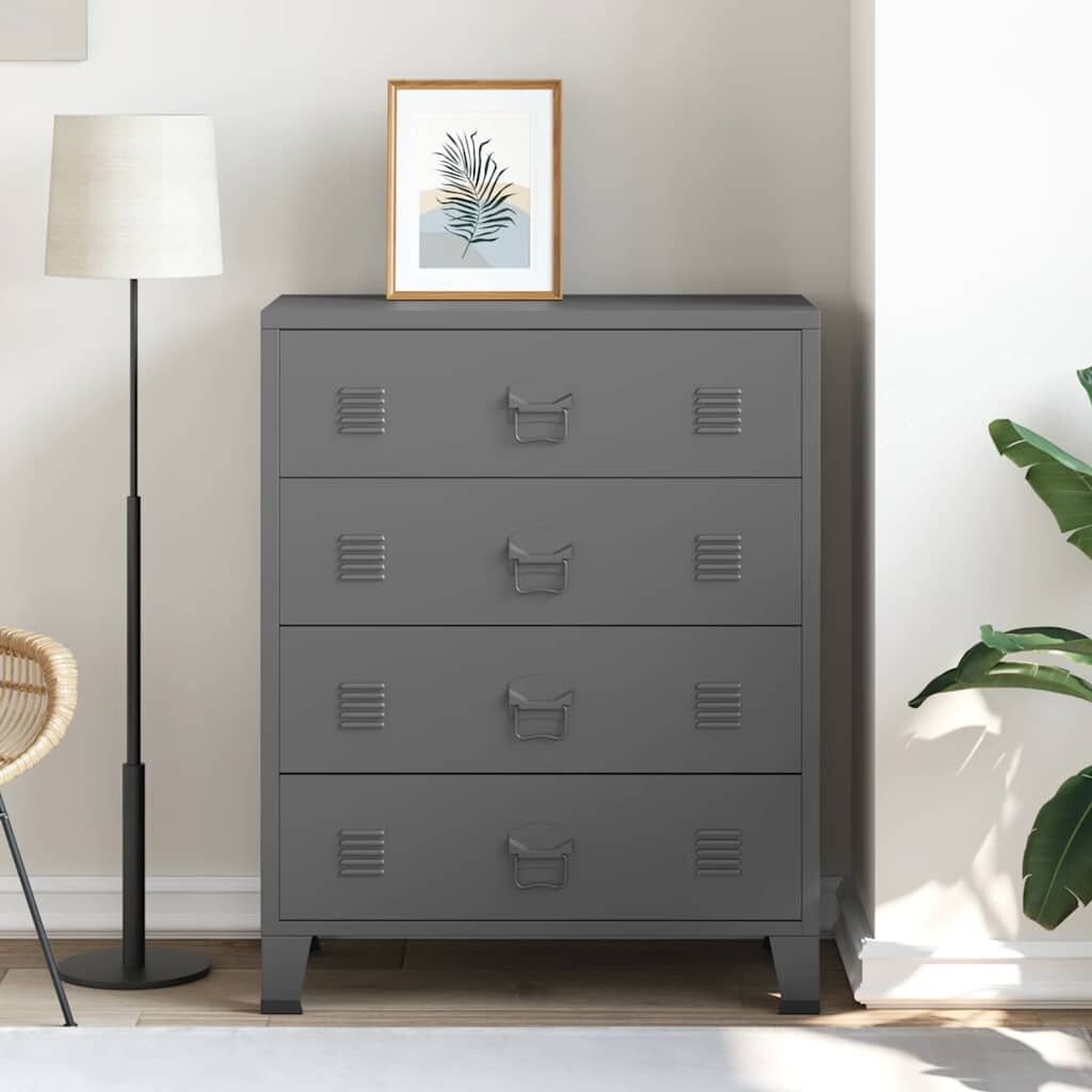 Industriële Ladekast Metaal 78cm - Antraciet - 35% Korting!