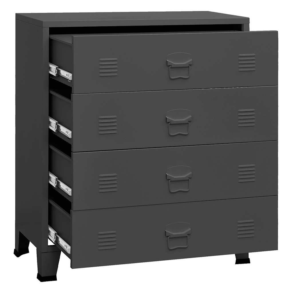 Industriële Ladekast Metaal 78cm - Antraciet - 35% Korting!