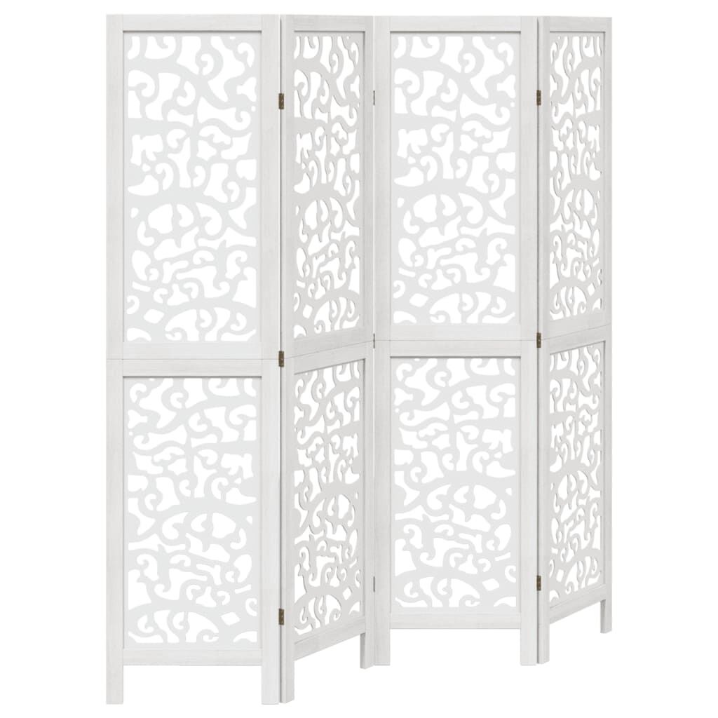 Kamerscherm 4 Panelen Wit Paulownia -60%! Nieuw, check bouten!