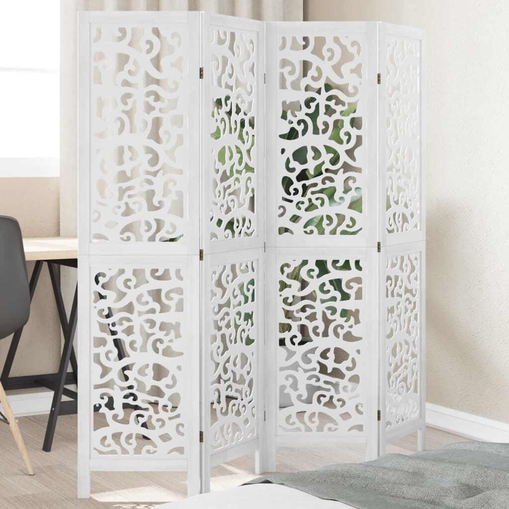 Kamerscherm 4 Panelen Wit Paulownia -60%! Nieuw, check bouten!