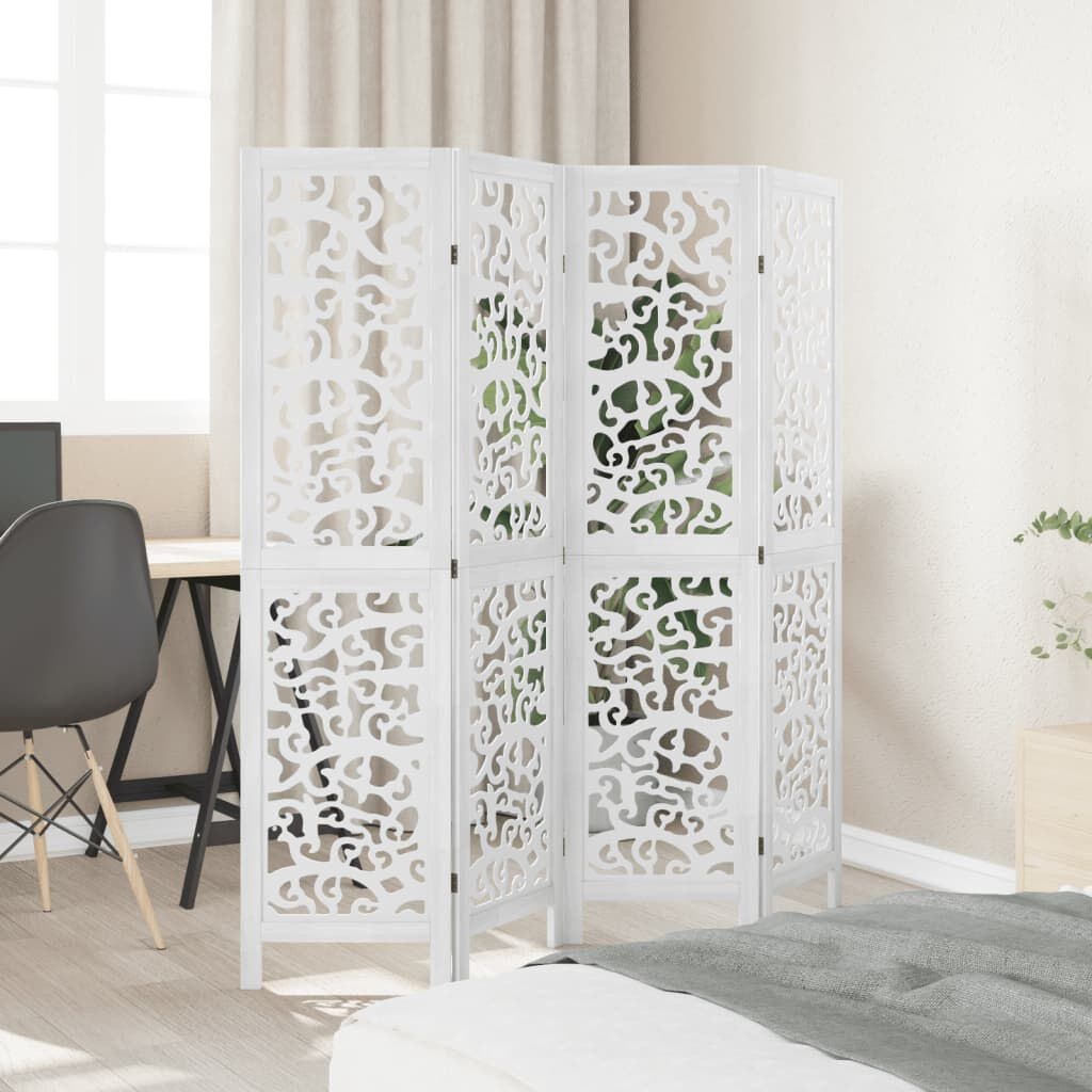 Kamerscherm 4 Panelen Wit Paulownia -60%! Nieuw, check bouten!
