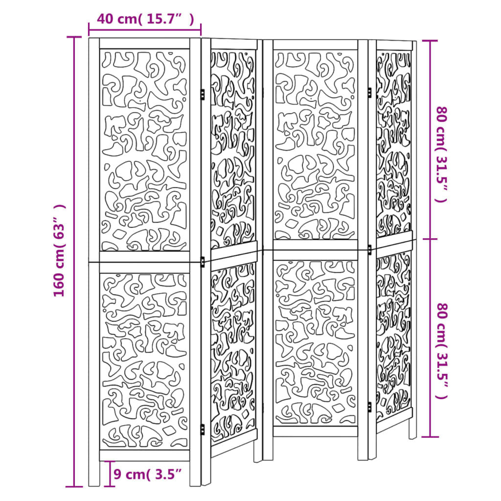 Kamerscherm 4 Panelen Wit Paulownia -60%! Nieuw, check bouten!