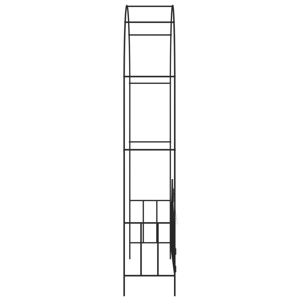 Tuinboog met Hek Zwart - 138x40x238cm - 60% Korting!