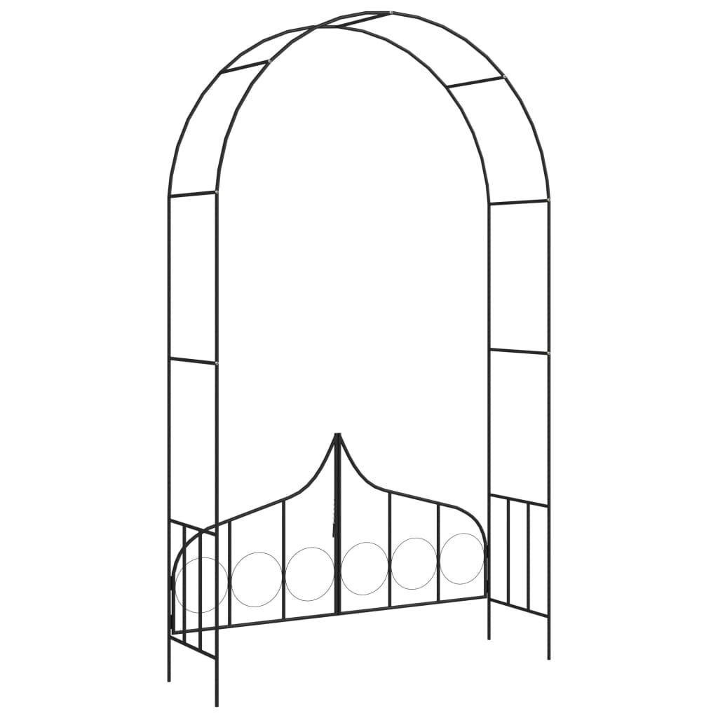 Tuinboog met Hek Zwart - 138x40x238cm - 60% Korting!