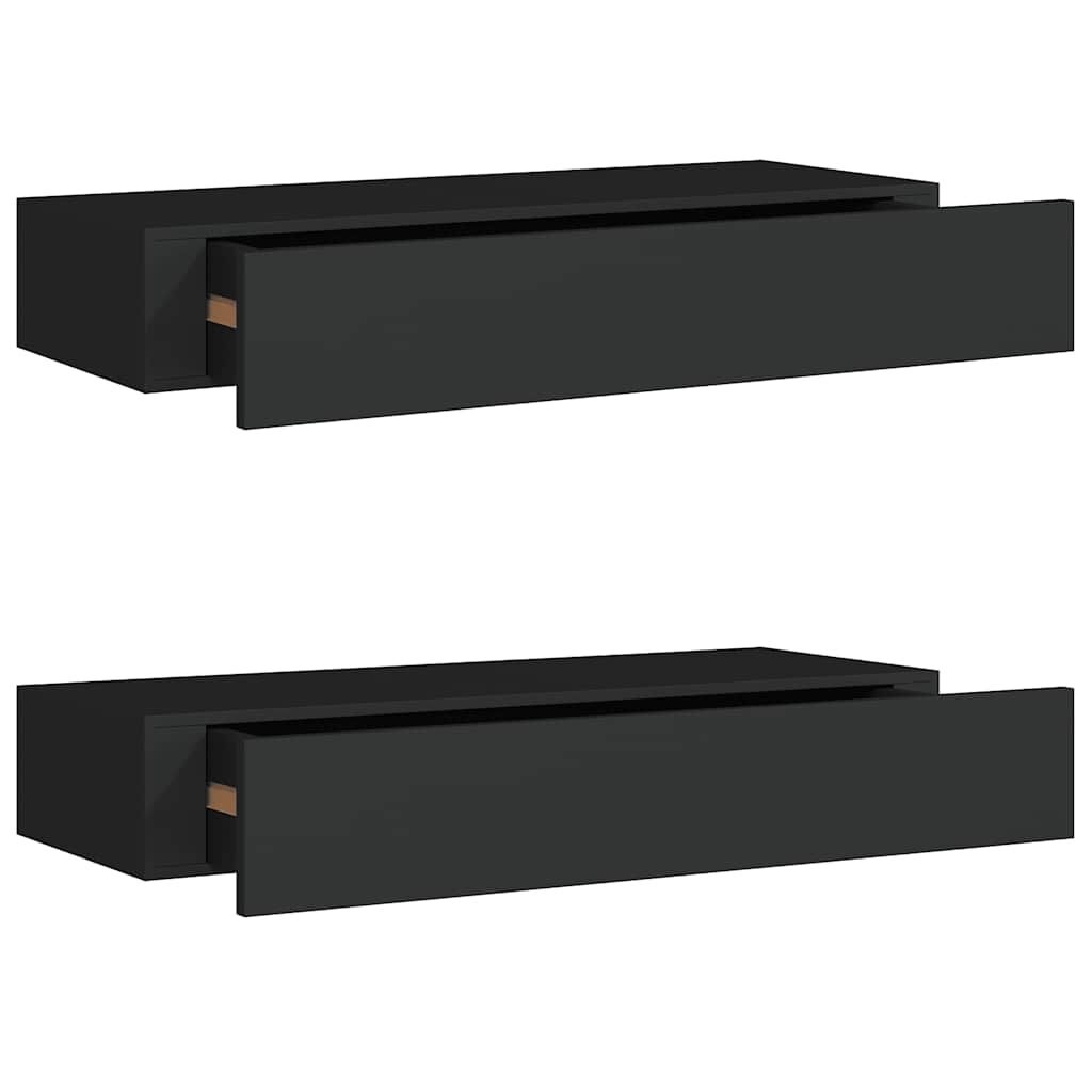 VidaXL Wandplanken Zwart (2 st) -60cm - 35% Korting!