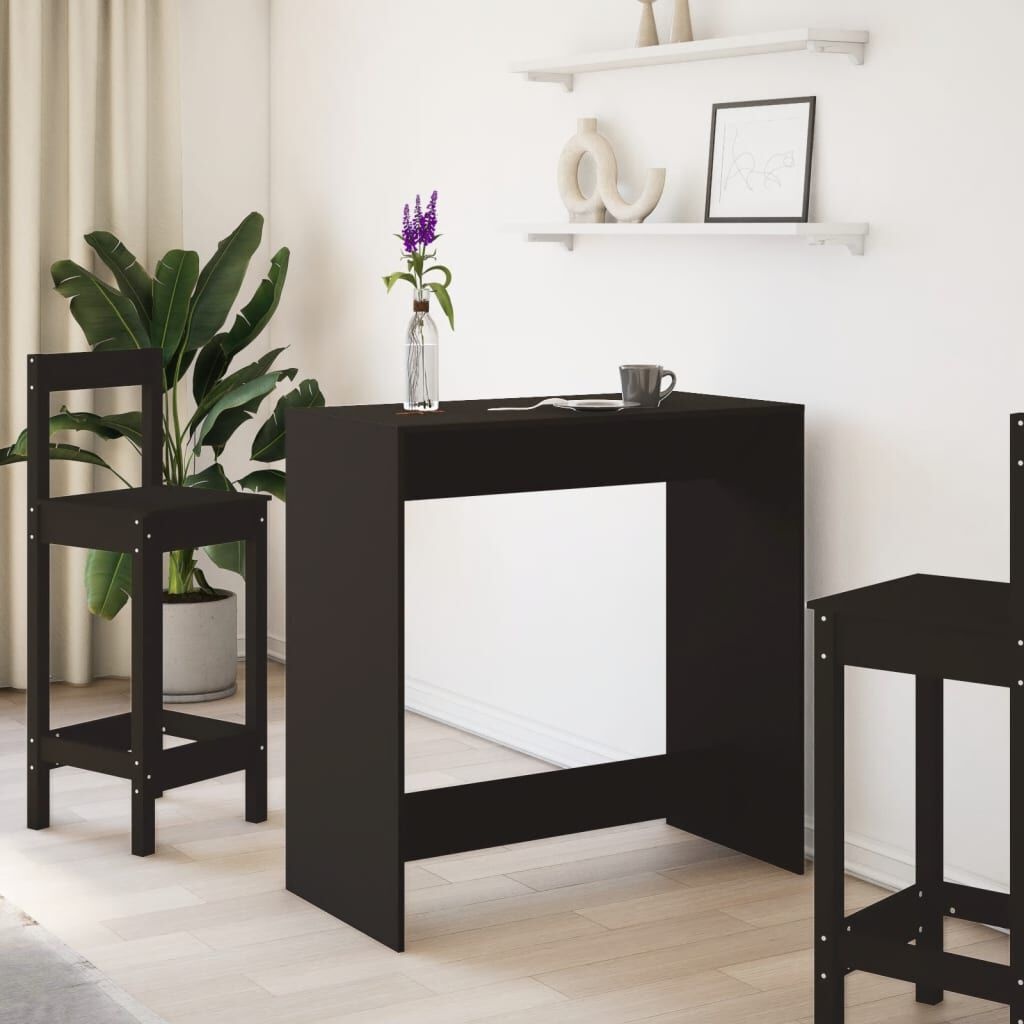 vidaXL Bartafel Zwart Hout - 102cm - 35% Korting!