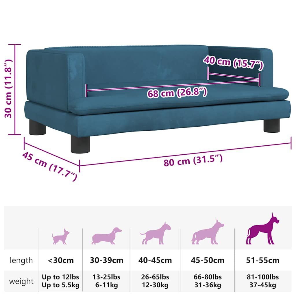 Blauwe Fluweel Hondenmand 80x45cm - 35% Korting!