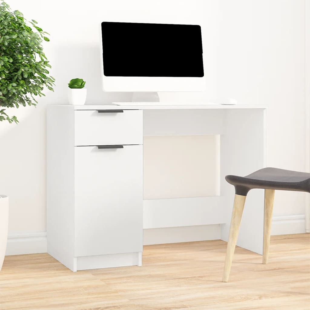 Bureau Wit Bewerkt Hout 100x50x75cm - 35% Korting!
