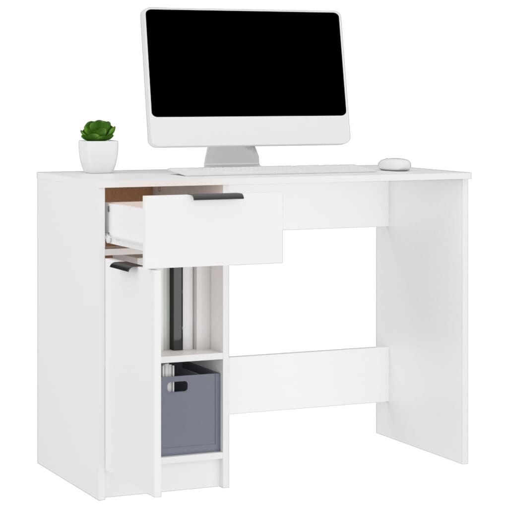 Bureau Wit Bewerkt Hout 100x50x75cm - 35% Korting!