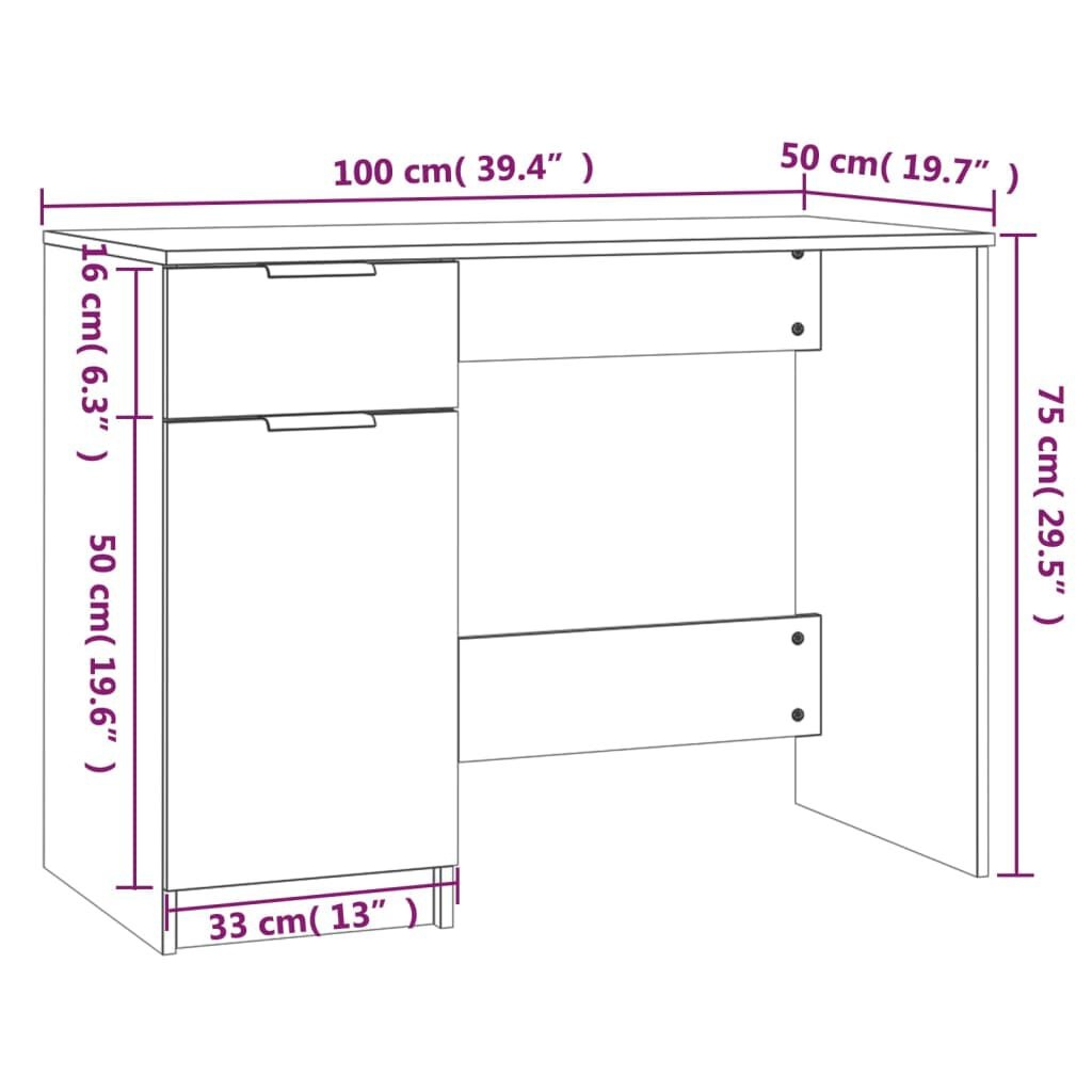 Bureau Wit Bewerkt Hout 100x50x75cm - 35% Korting!