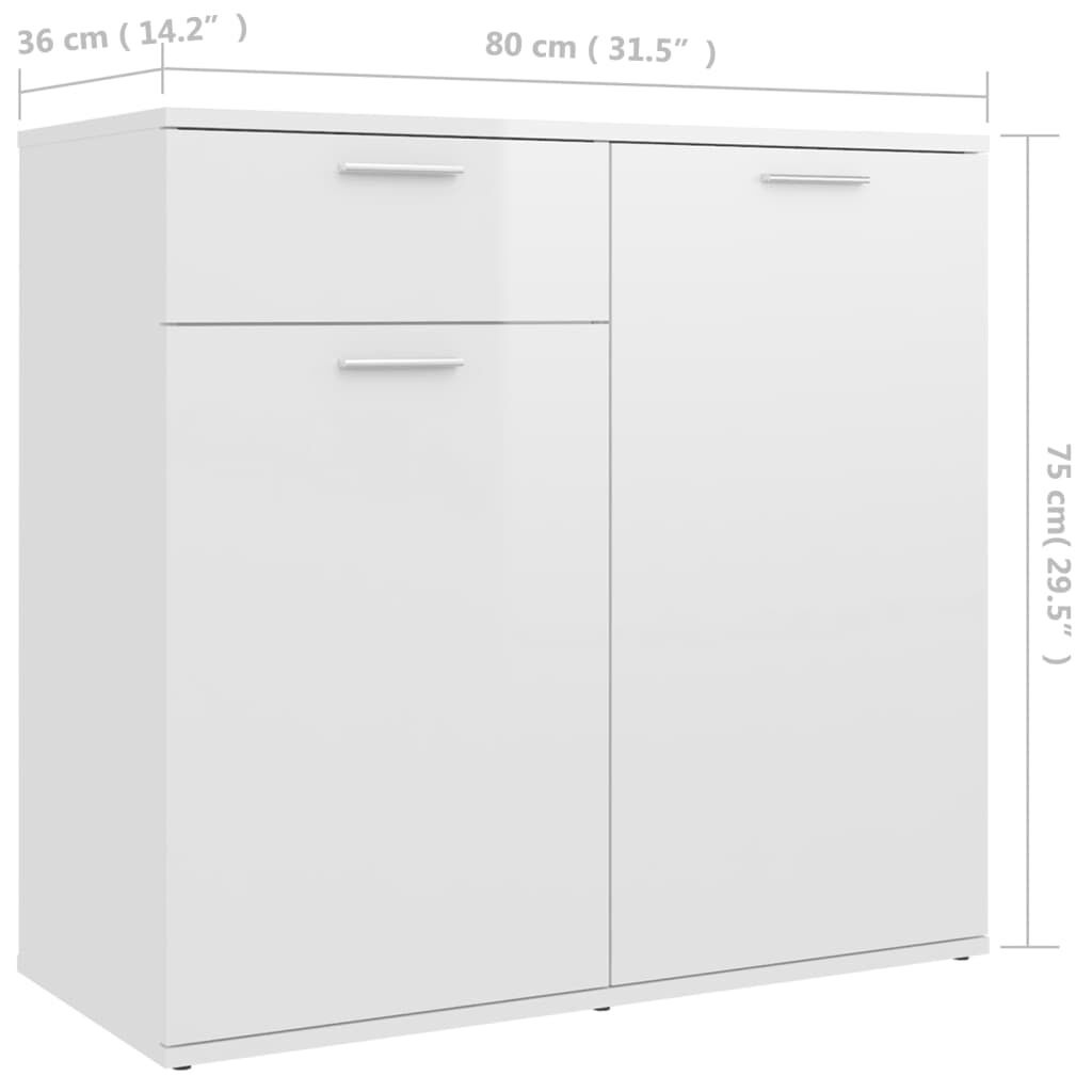 Dressoir Hoogglans Wit 80cm - 35% Korting!