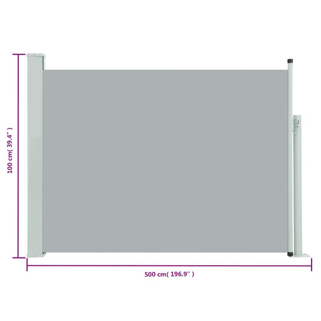 Tuinscherm Uittrekbaar 100x500cm Grijs - 35% Korting!