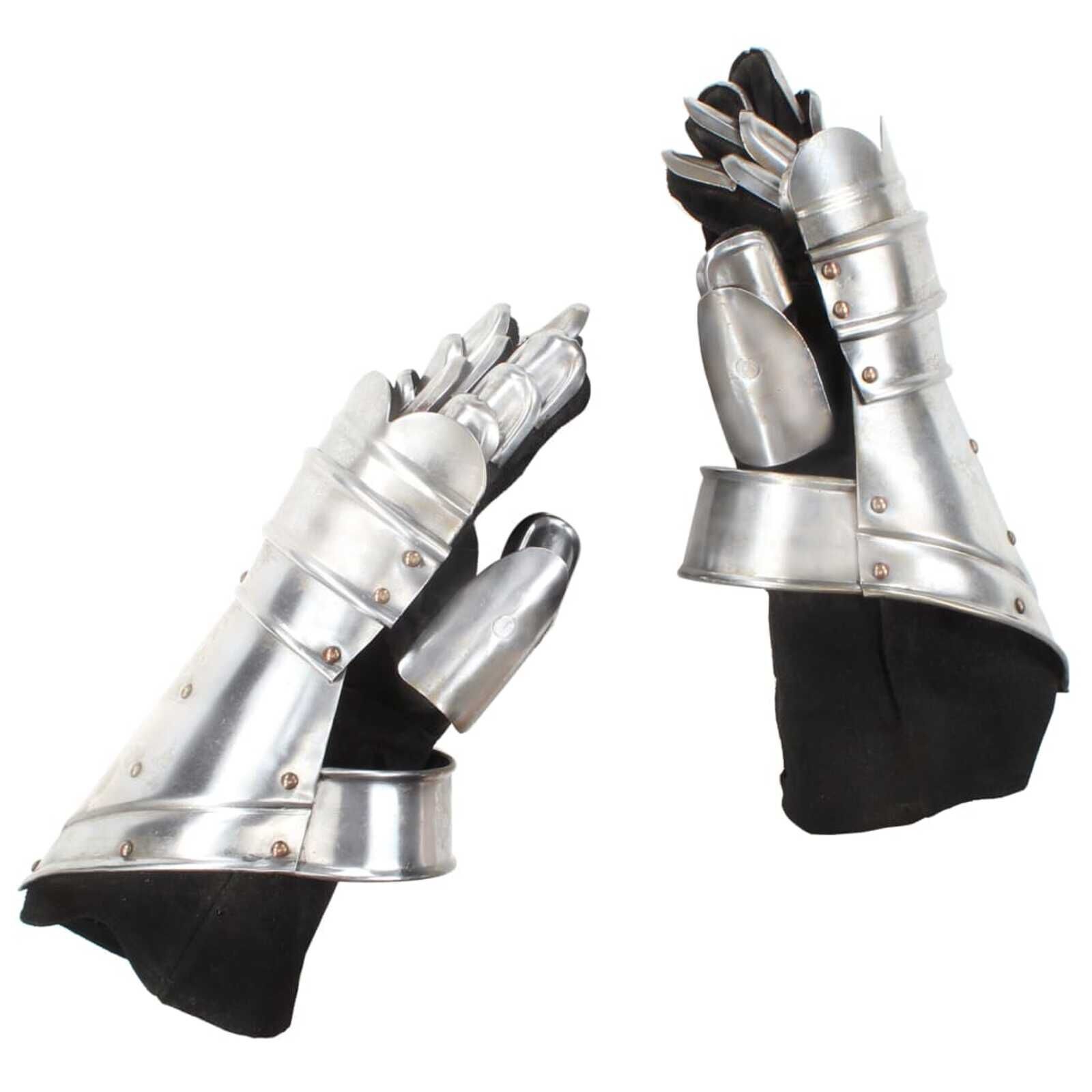 Ridderhandschoenen Staal Zilver - 65% Korting! LARP/Middeleeuwen