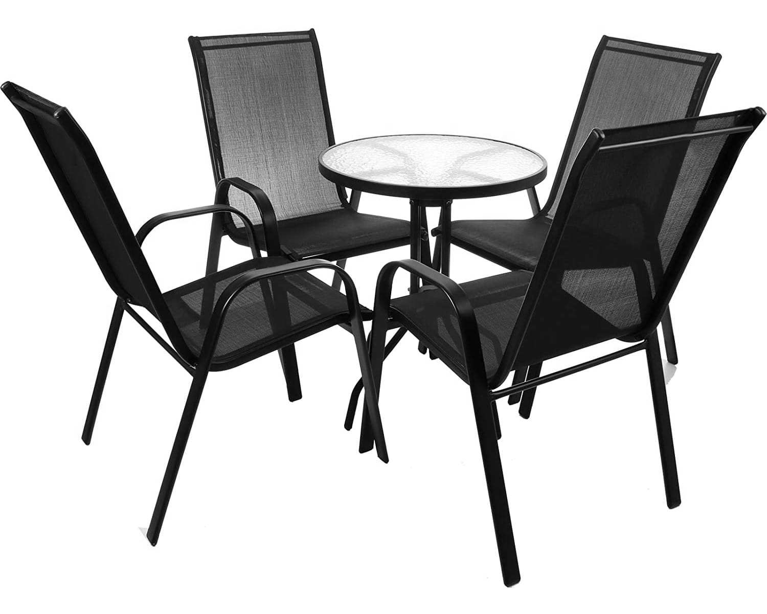 Tuinstoelen Set 4 Zwart - Stalen Frame - 55% Korting!