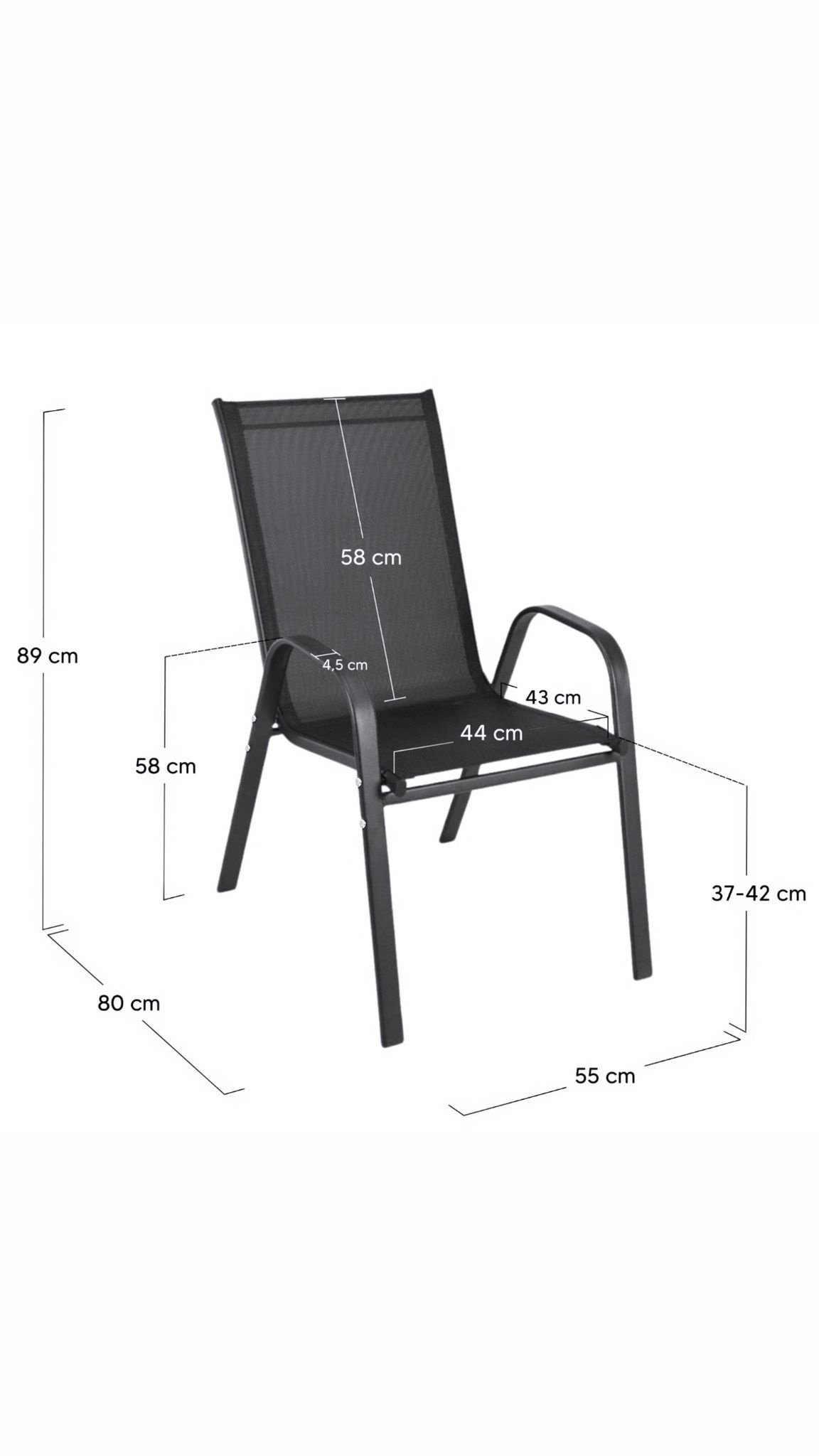 Tuinstoelen Set 4 Zwart - 45% Korting! Nooit Gebruikt