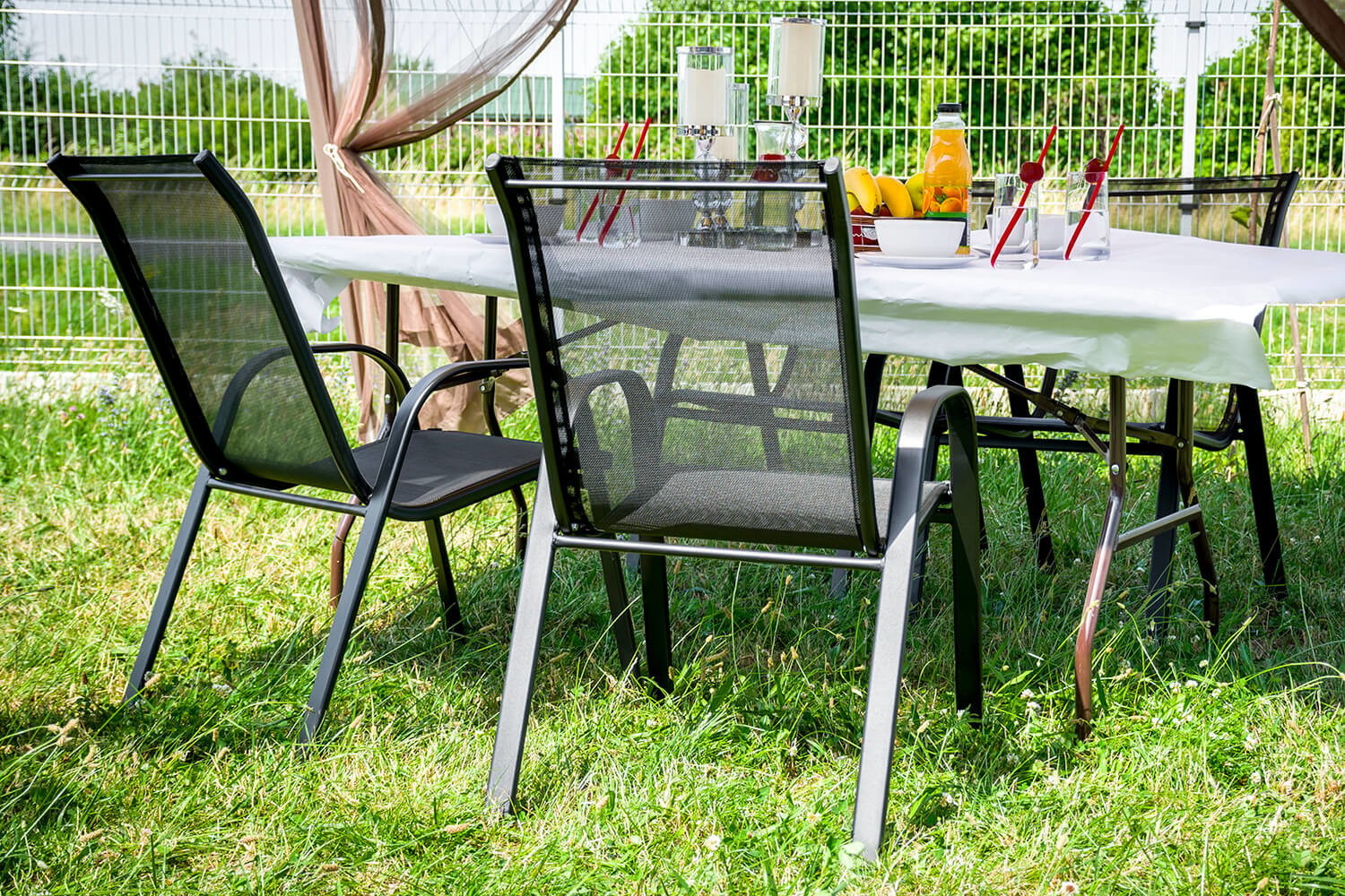 Tuinstoelen Set (4) Zwart - Stalen Frame - 45% Korting!