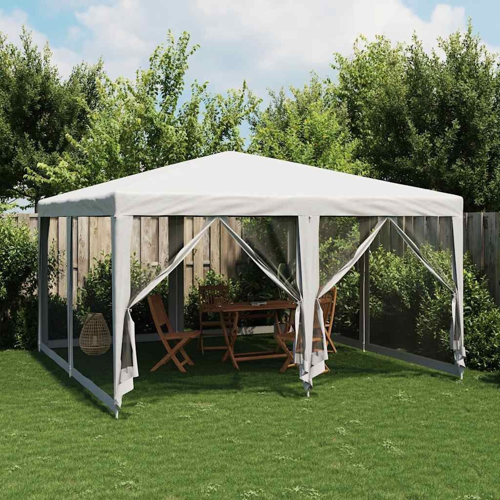 Partytent 4x4m Wit m. Mesh Zijwanden - 35% Korting!