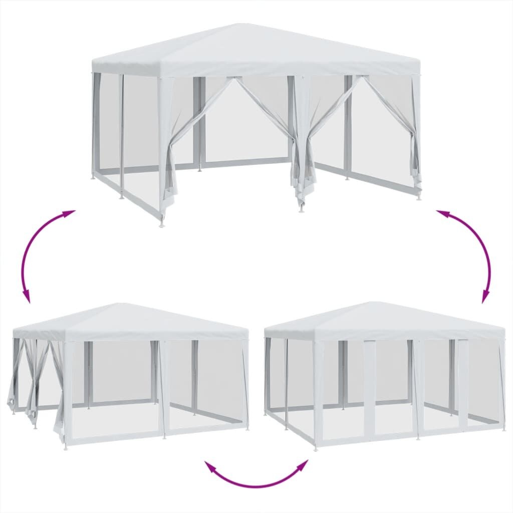 Partytent 4x4m Wit m. Mesh Zijwanden - 35% Korting!