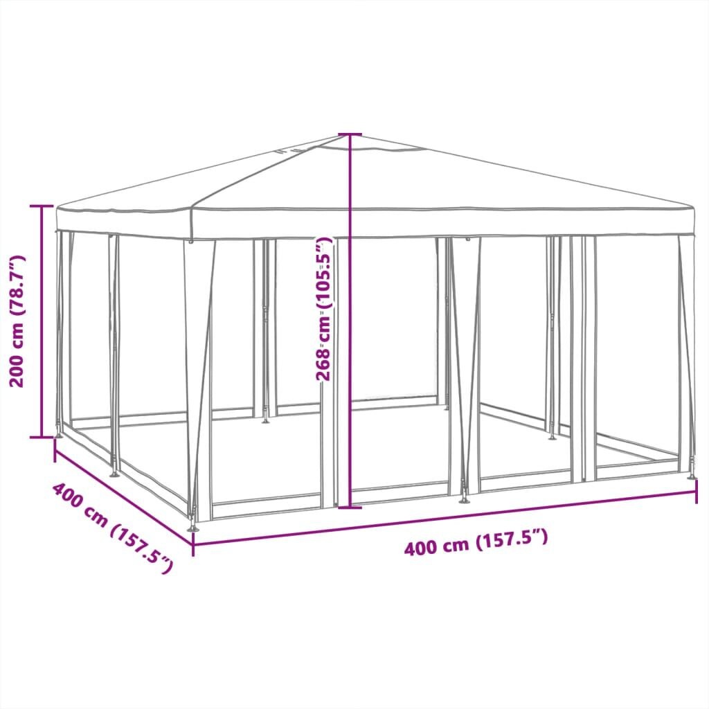 Partytent 4x4m Wit m. Mesh Zijwanden - 35% Korting!