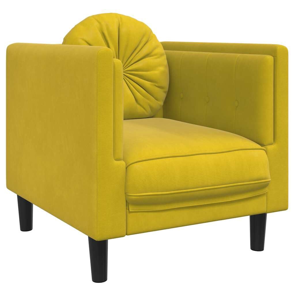 vidaXL Fluweel Gele Fauteuil + Kussen -55%