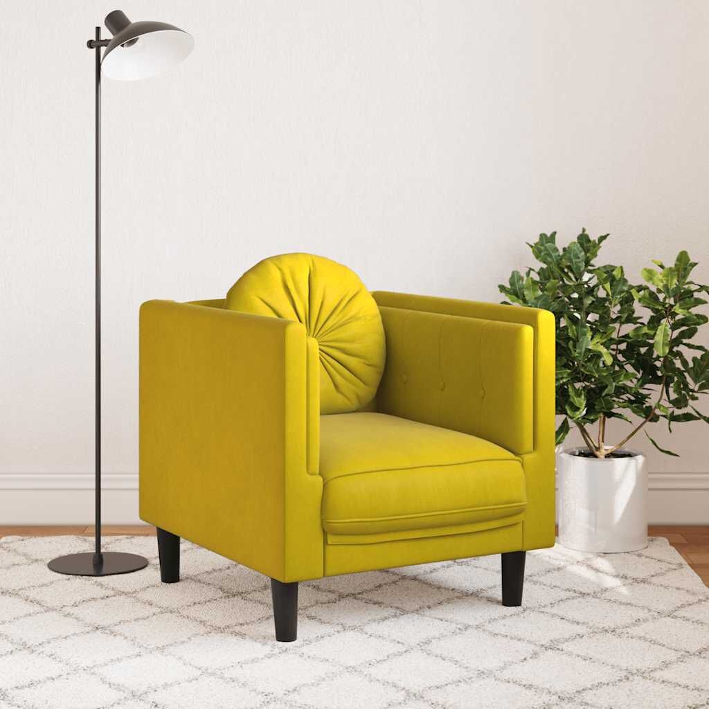 vidaXL Fluweel Gele Fauteuil + Kussen -55%
