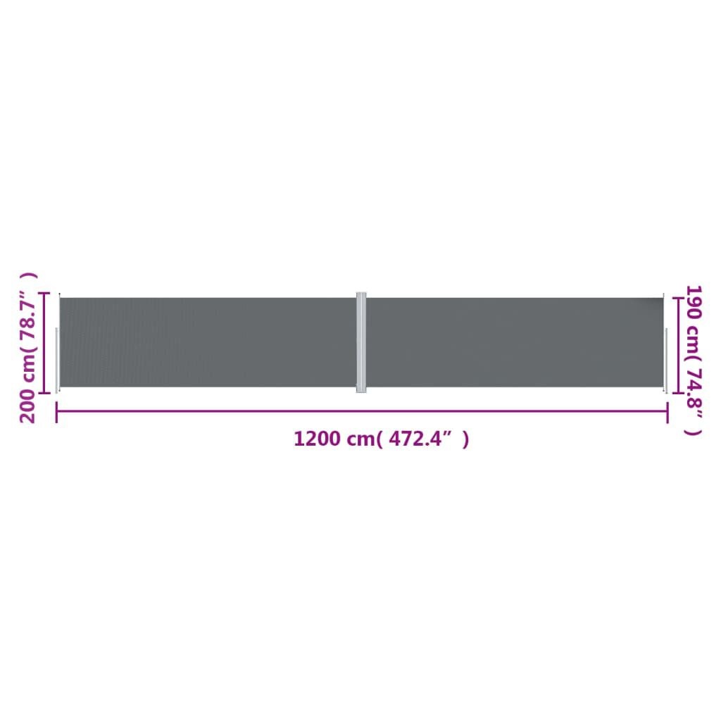 vidaXL Uittrekbaar Windscherm 200x1200cm Antraciet - 45% Korting!