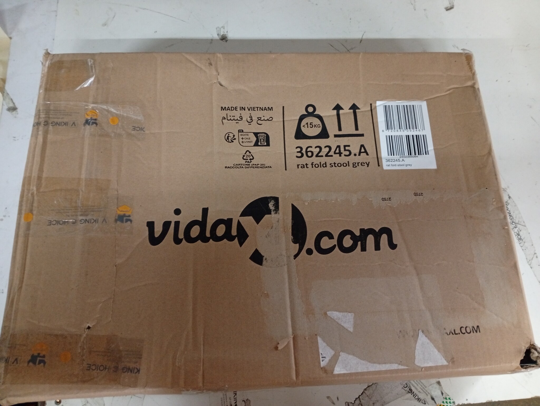 vidaXL Inklapbare Kruk Grijs - 60% Korting!
