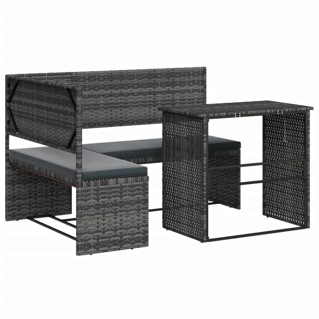 vidaXL Tuinbank L-Vorm Grijs met Tafel & Kussens - 45% Korting!