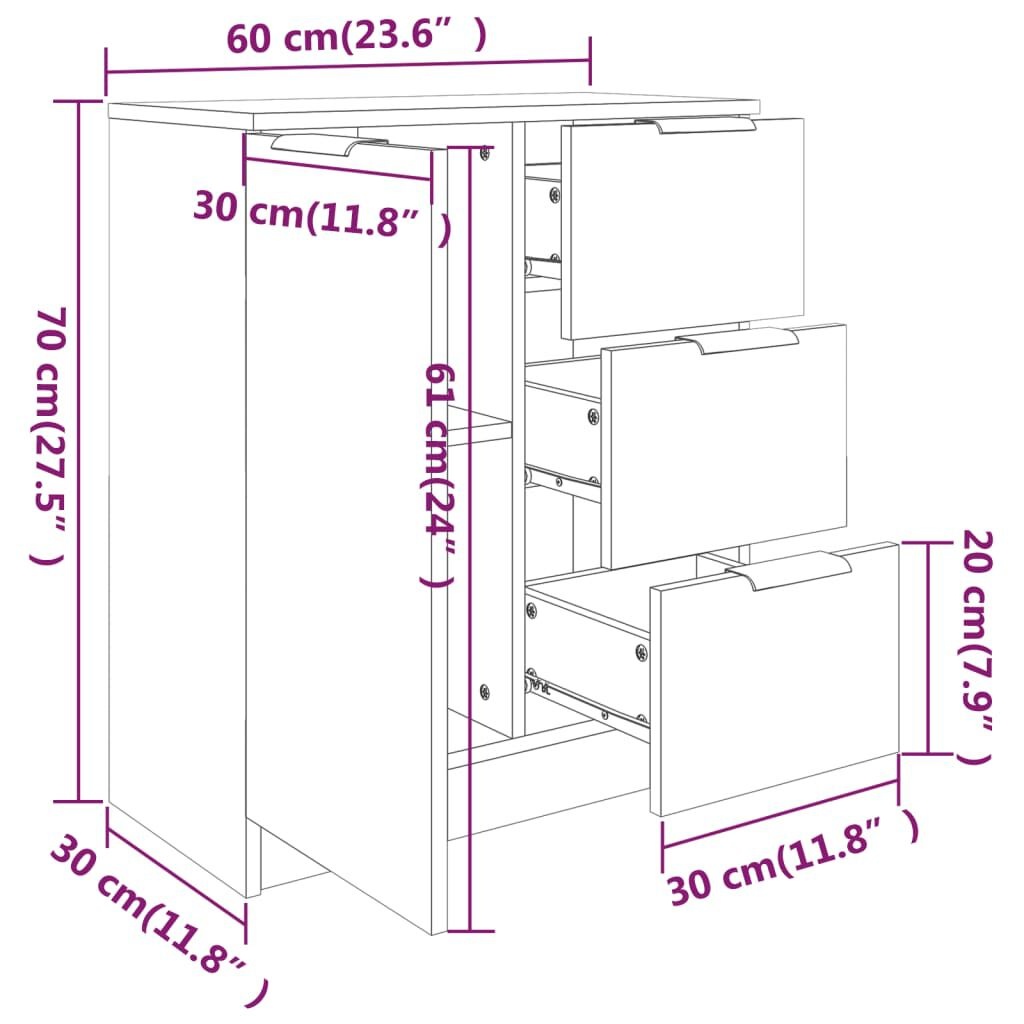 vidaXL Dressoir Sonoma Eiken 60cm - Nieuwstaat, 35% Korting!