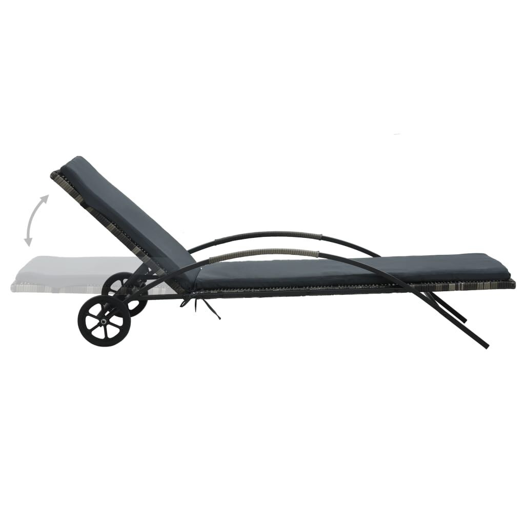 vidaXL Ligbed Rattan Antraciet + Kussen & Wielen - 35% Korting!