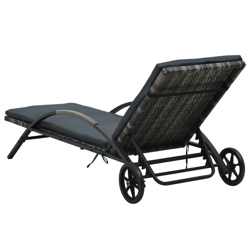 vidaXL Ligbed Rattan Antraciet + Kussen & Wielen - 35% Korting!