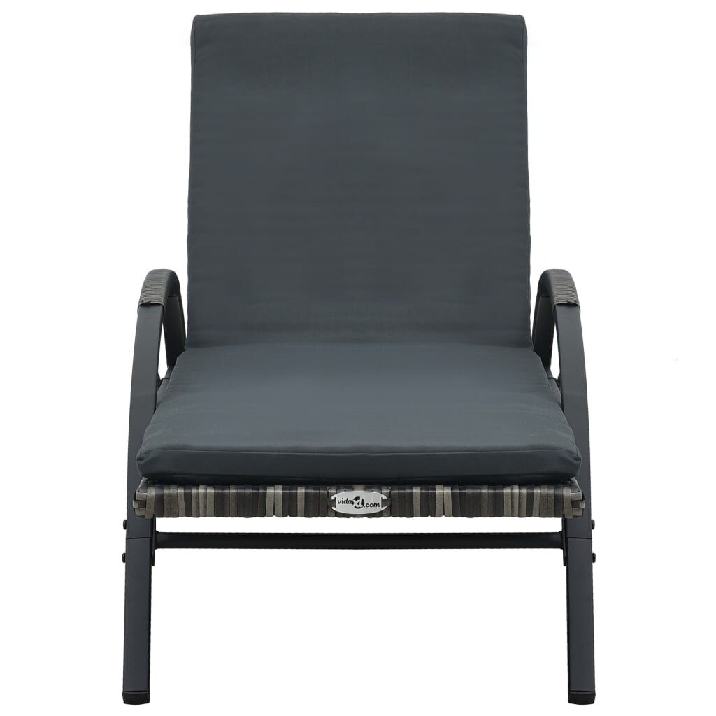 vidaXL Ligbed Rattan Antraciet + Kussen & Wielen - 35% Korting!