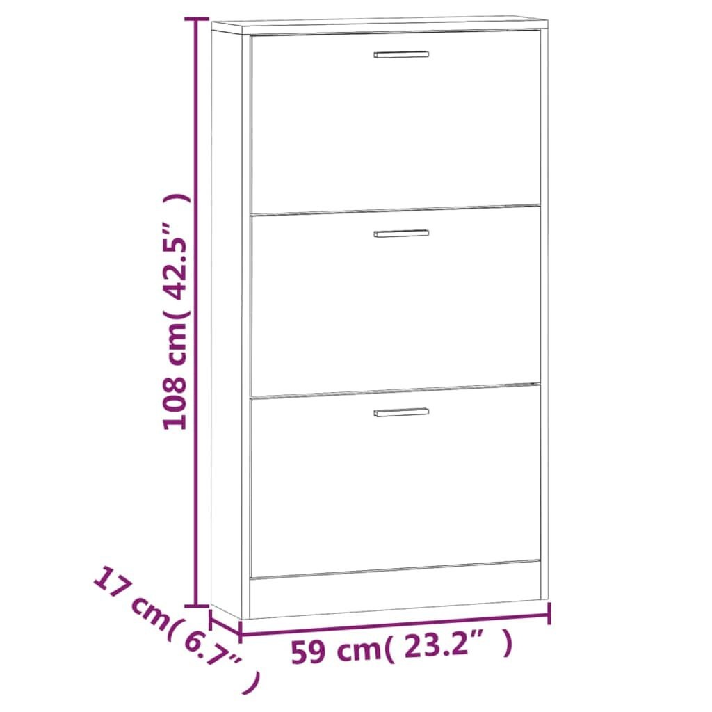 VidaXL Schoenenkast Eiken - 59x17x108cm - 47% Korting!