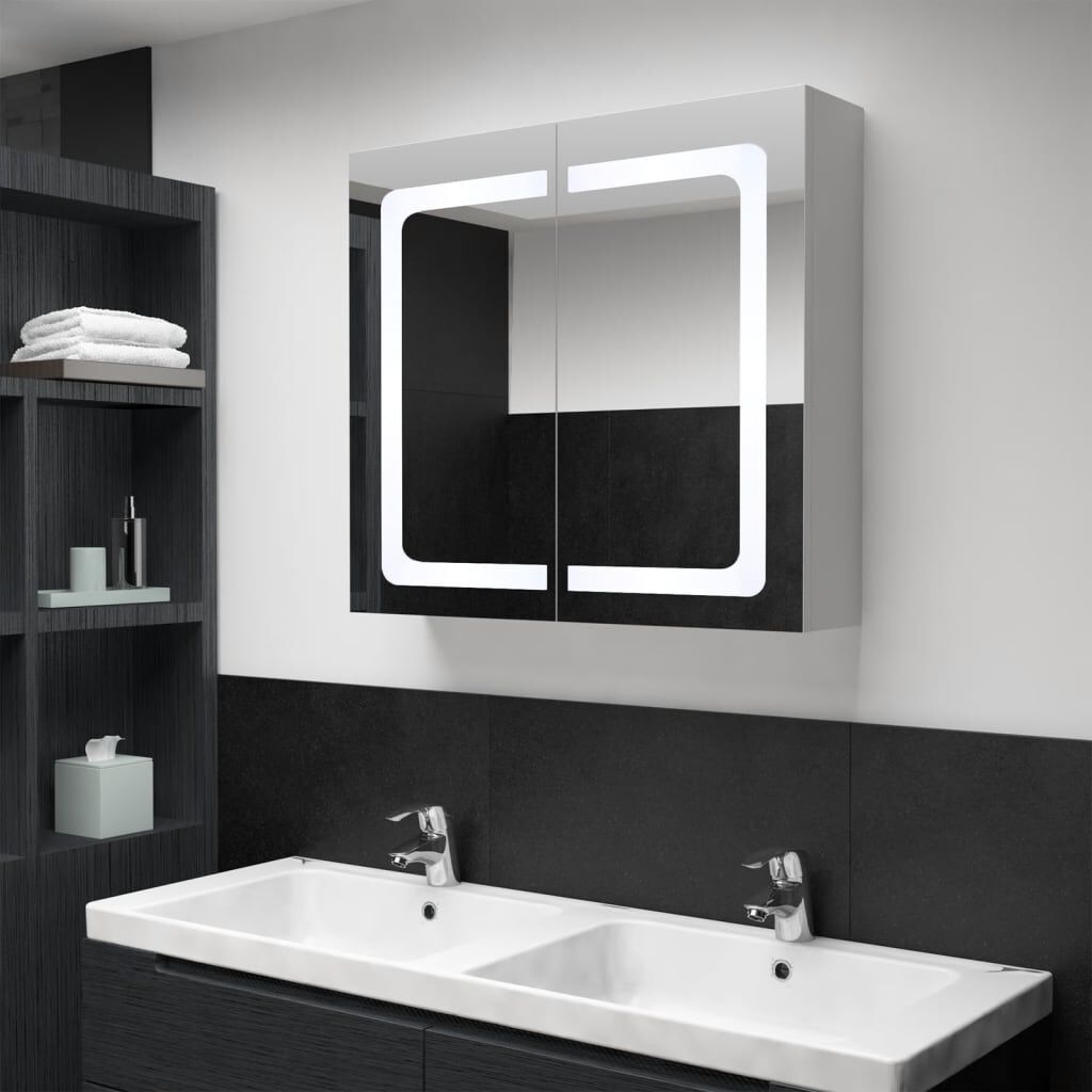 vidaXL Badkamerkast Spiegel+LED 80cm - 41% Korting!