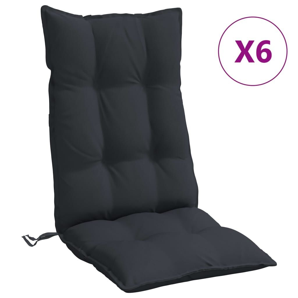vidaXL Stoelkussens (6 st) Hoge Rug Zwart -35%!