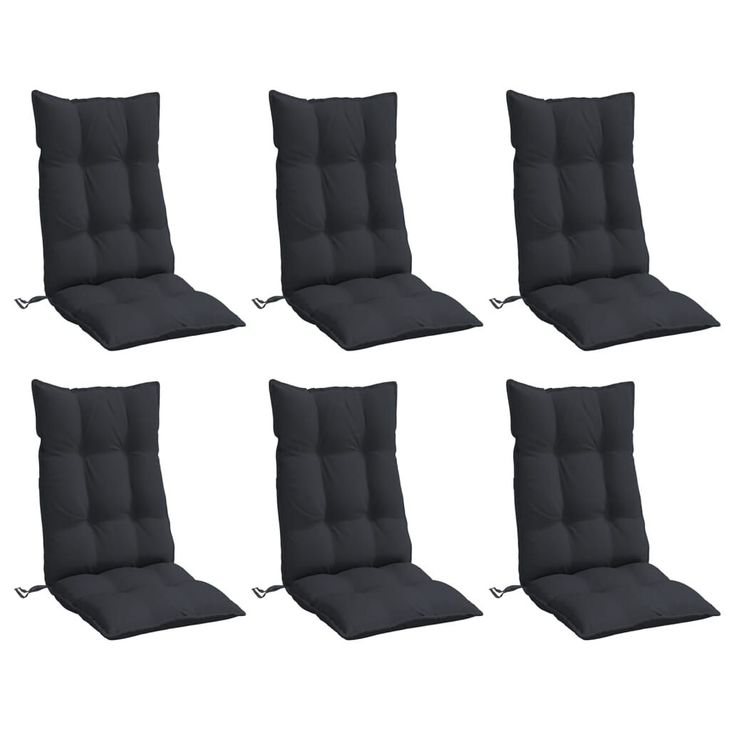 vidaXL Stoelkussens (6 st) Hoge Rug Zwart -35%!