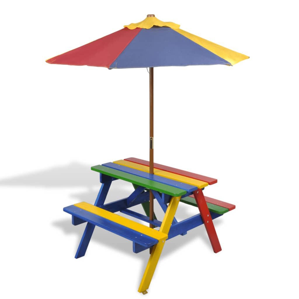 vidaXL Kinderpicknicktafel met Parasol - 60% Korting!