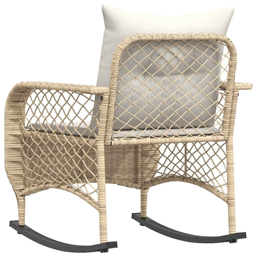 Tuinschommelstoel Beige Rattan m. Kussens -50%