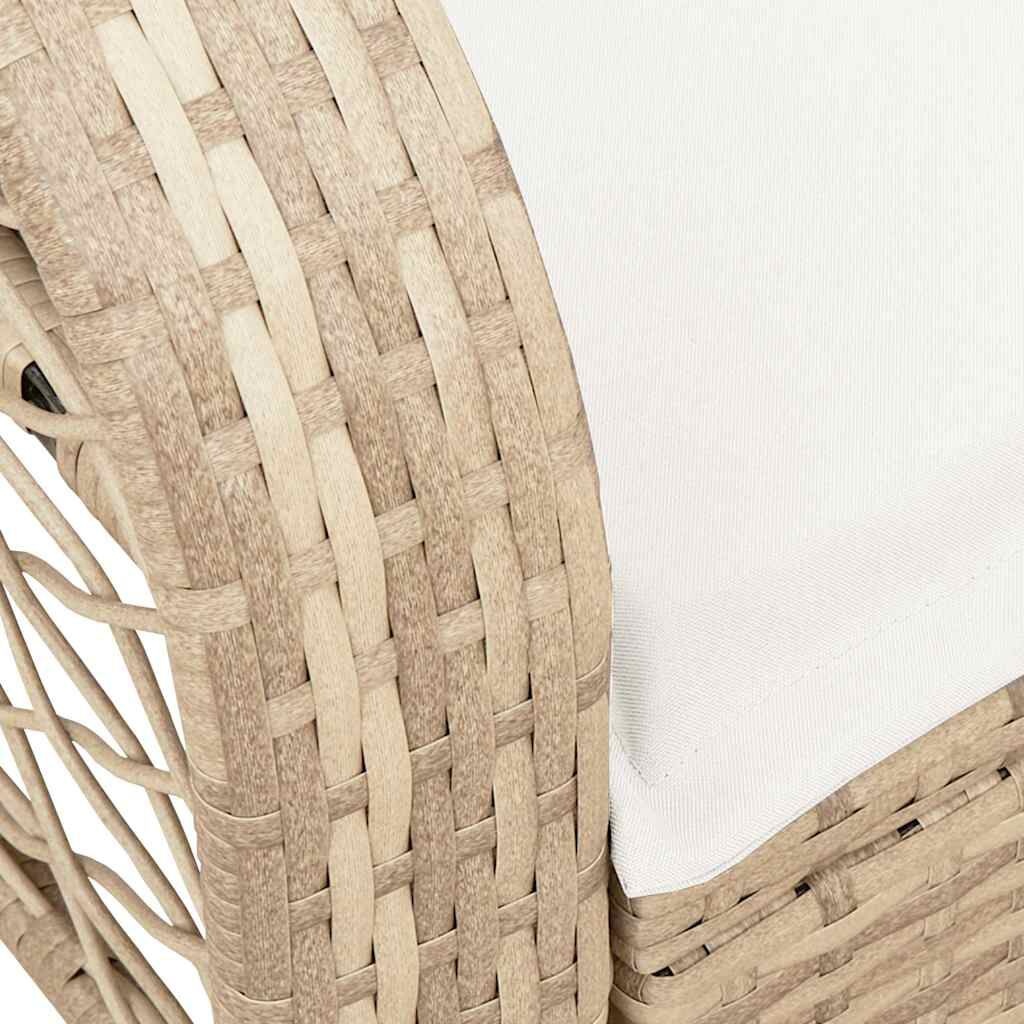Tuinschommelstoel Beige Rattan m. Kussens -50%
