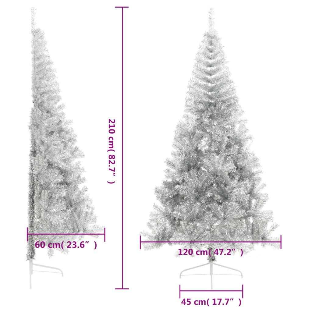 Kunstkerstboom Half 210cm Zilver - 65% Korting!