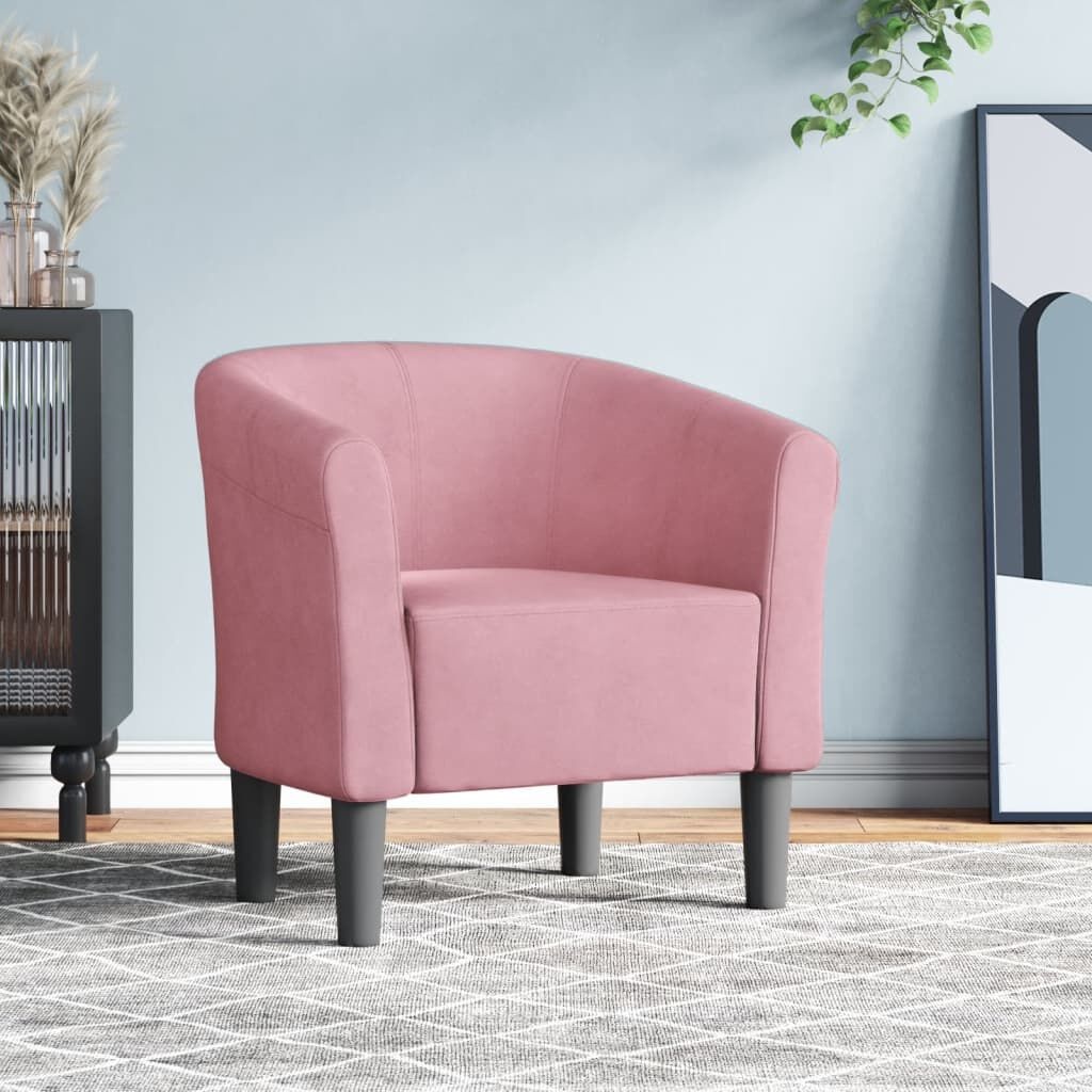 Roze Fluweel Kuipstoel - Scheurtje, Super Deal! 55% Korting