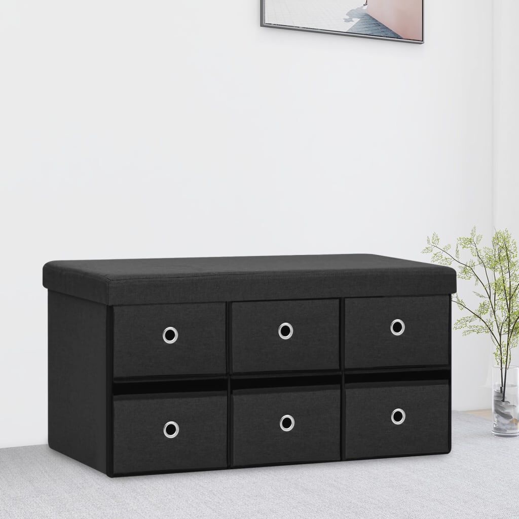 vidaXL Opbergbank Zwart Kunstlinnen 76cm - 35% Korting!