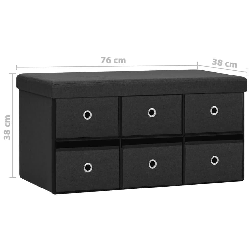 vidaXL Opbergbank Zwart Kunstlinnen 76cm - 35% Korting!