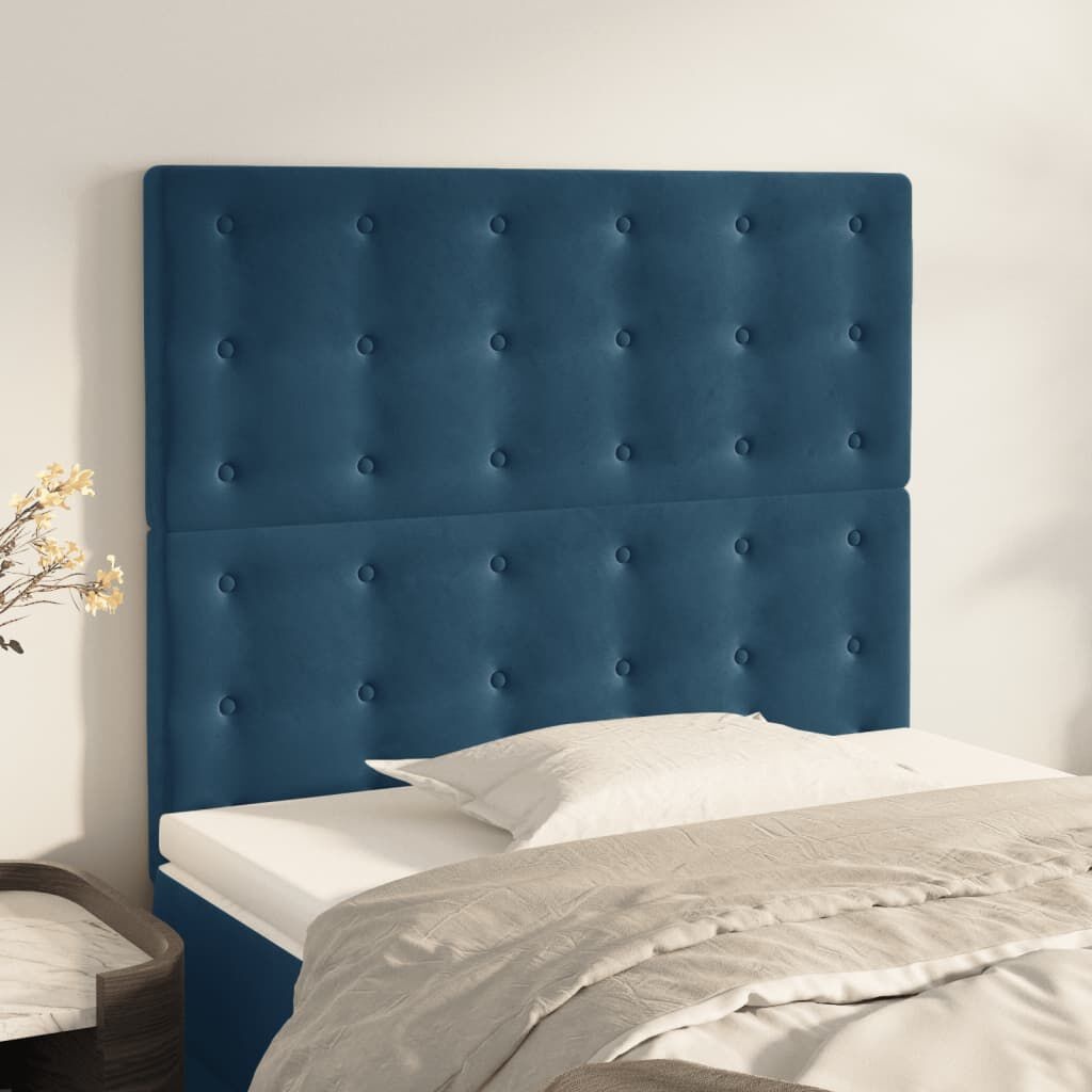2x Donkerblauw Fluwelen Hoofdbord 100cm - 35% Korting!